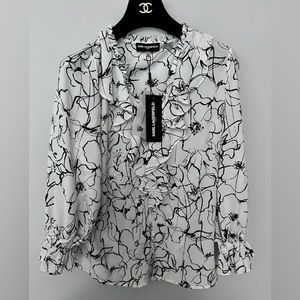 Karl Lagerfeld Floral Ruffle Blouse